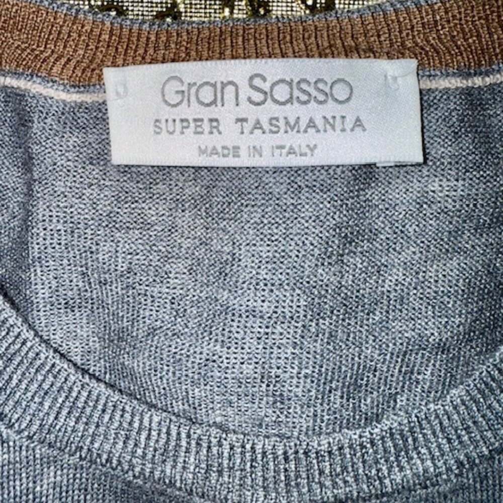 Gran Sasso of Italy, Super Tasmania, 100% Wool, Crew Neck Sweater Sz 50, Gray